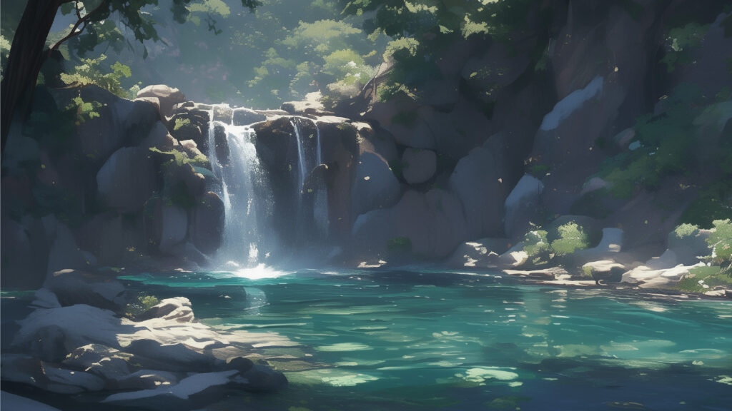 Illustration 5: Waterfall scene
