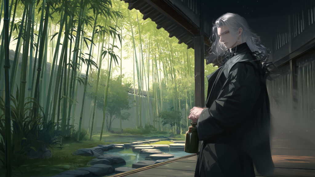 Illustration 7: Takano facing the garden