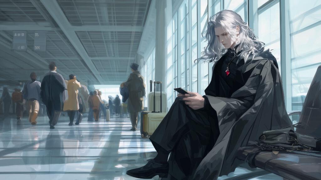 Illustration 5: Takano checking alternate routes on his phone