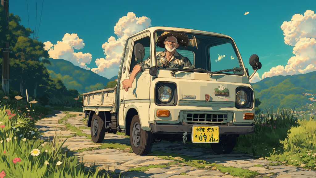 挿絵２
島袋さん　軽トラ　朝
===