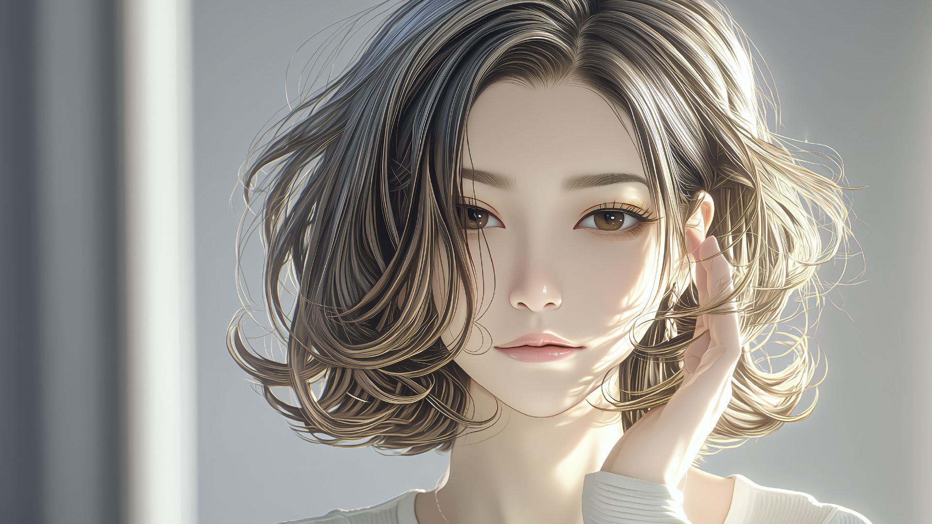 挿絵3
鏡に映る奈緒美の顔「疲れてる…」
===