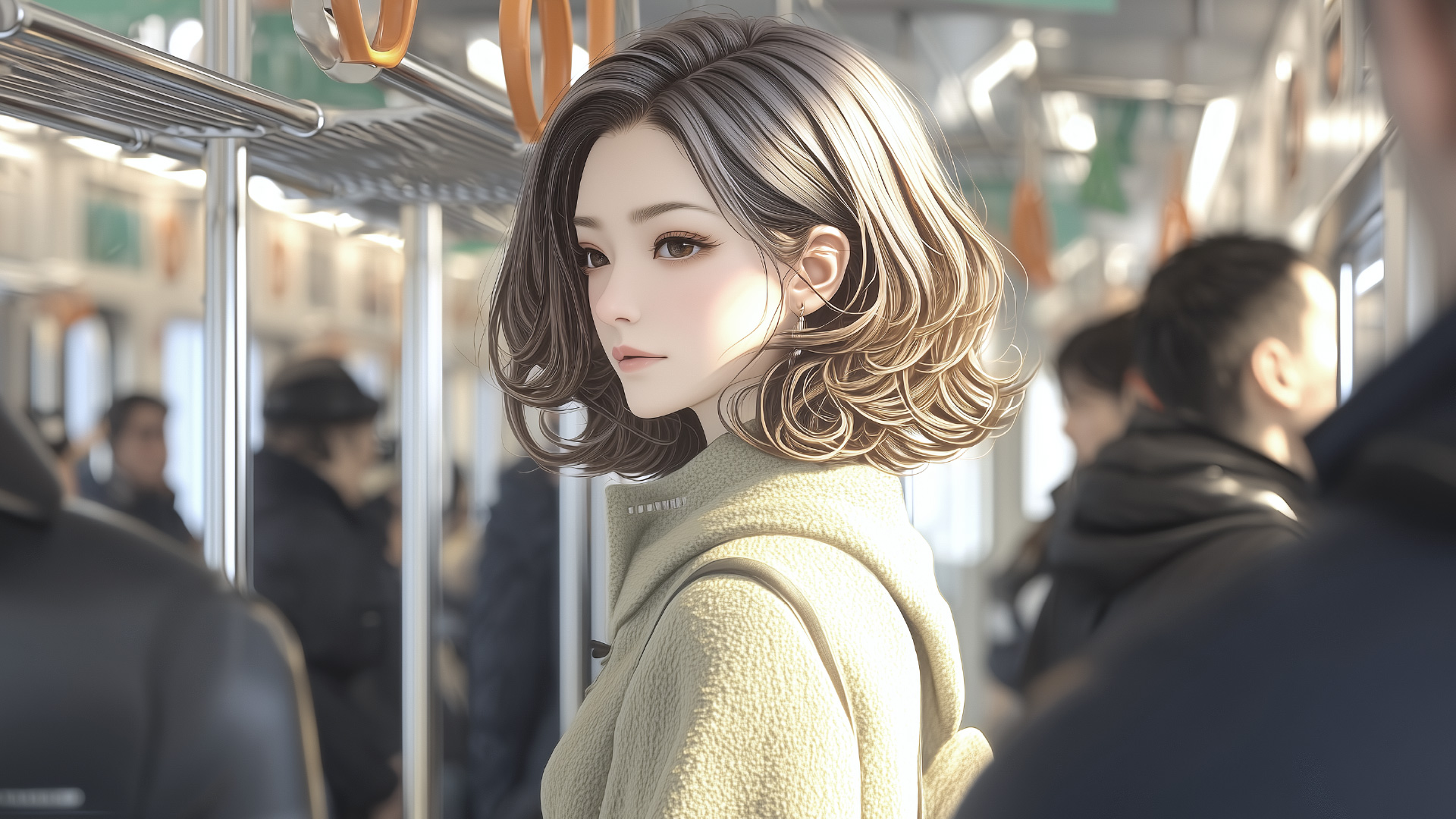 挿絵6
奈緒美の通勤、銀座線の中
===