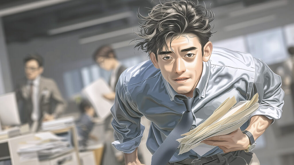 [Illustration 8: Yusuke hurrying toward Naomi]