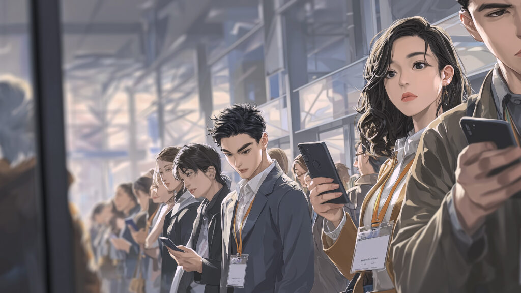 挿絵1
展示会のエントランスには、開場時間前から長蛇の列
===