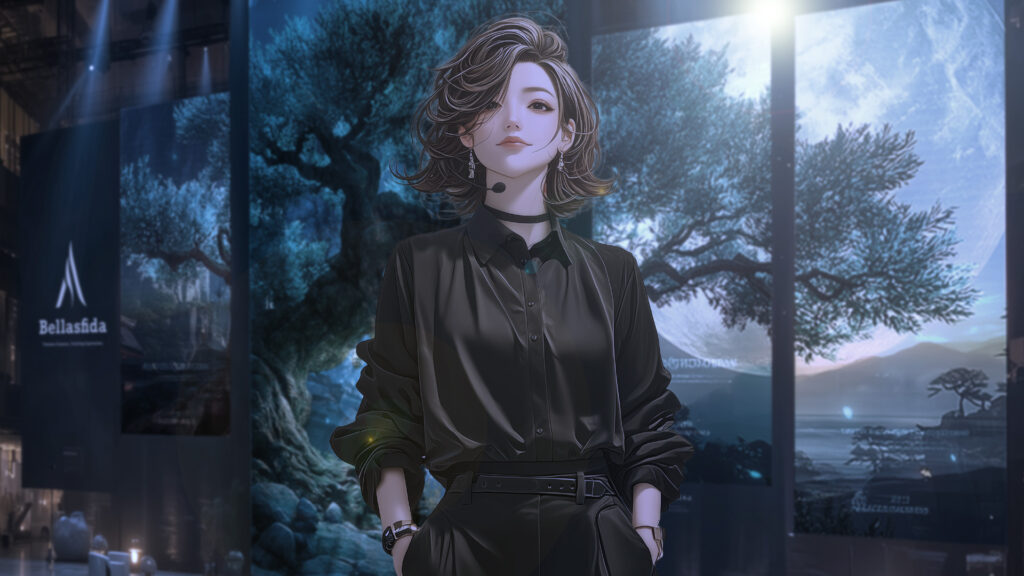 挿絵7
ステージに立ってプレゼンを始める奈緒美、自信に満ちた表情
===