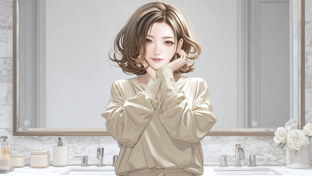 挿絵6
クリームの効果に喜ぶ奈緒美
===