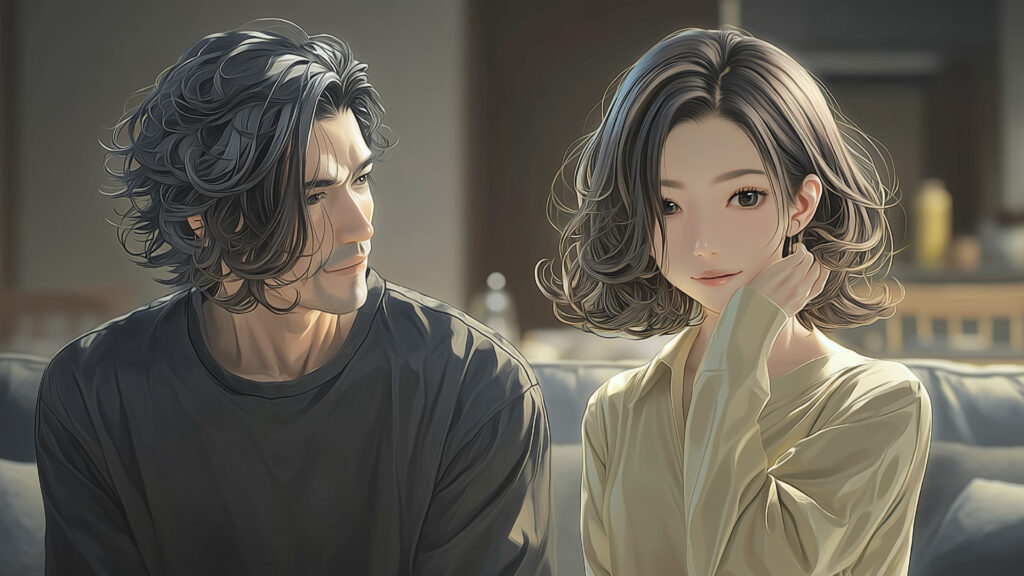 挿絵7
健一に肌を褒められる奈緒美
===