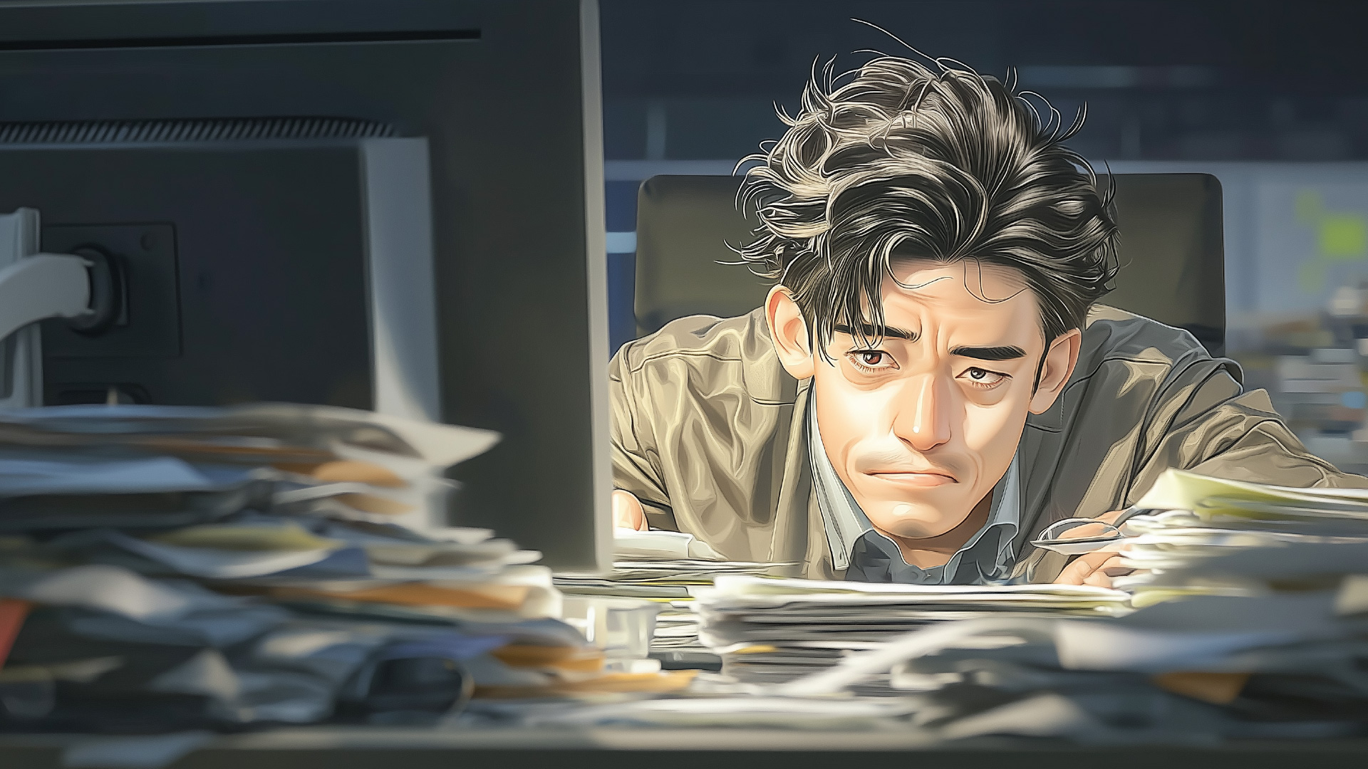 挿絵1
祐輔　夜の残業
===