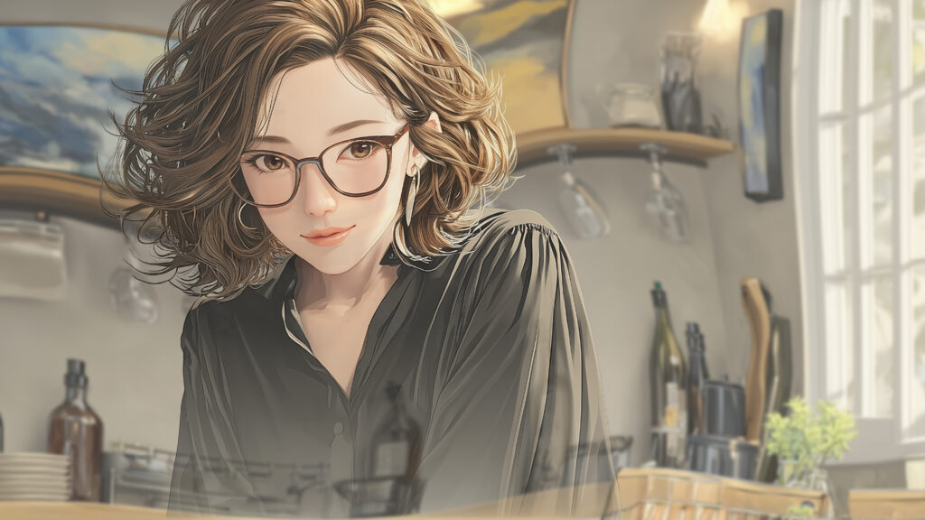 [Illustration 3: Yuko speaking with Naomi at the café]