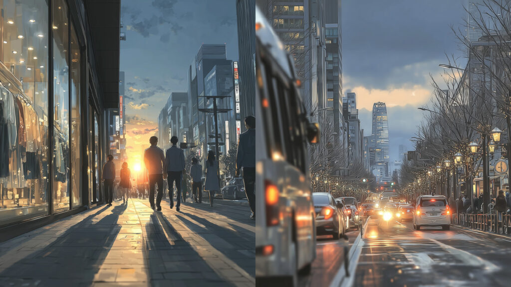 [Illustration 5: Streets of Ginza and Roppongi]