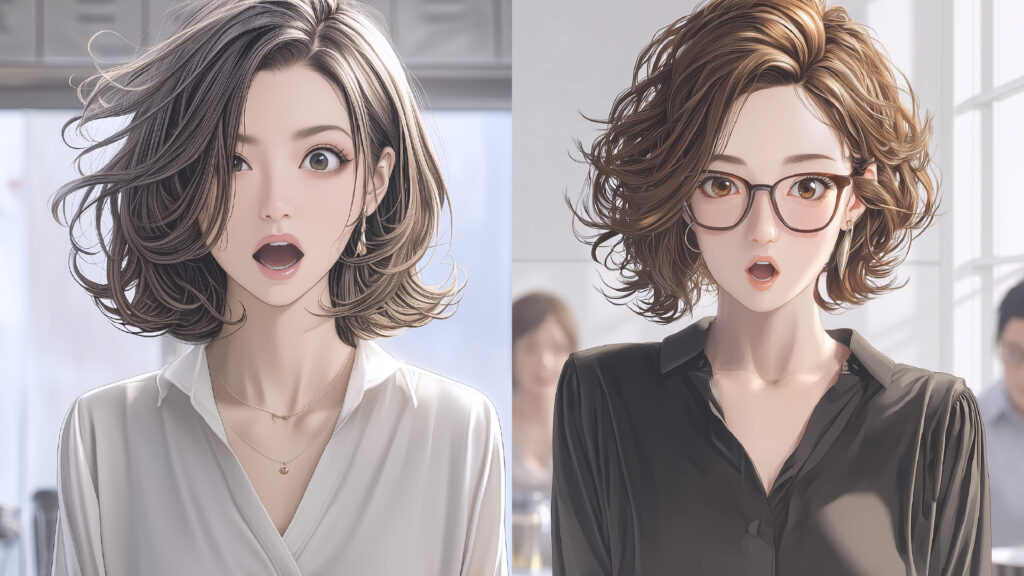 挿絵4
ゆう子と奈緒美。同時に「もしかして」
===