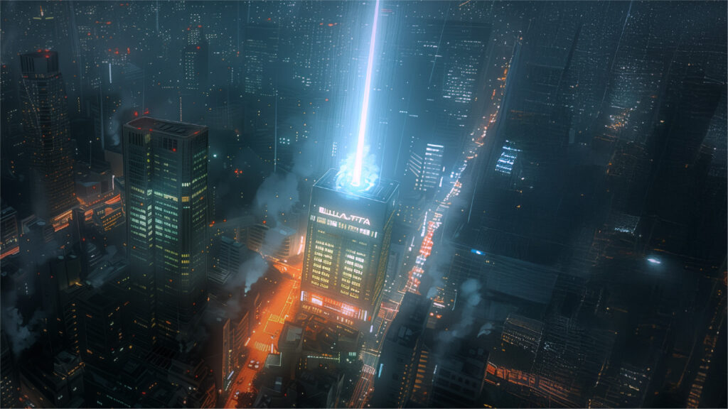 挿絵10
Bellasfidaの社屋に光の柱が立つ
===