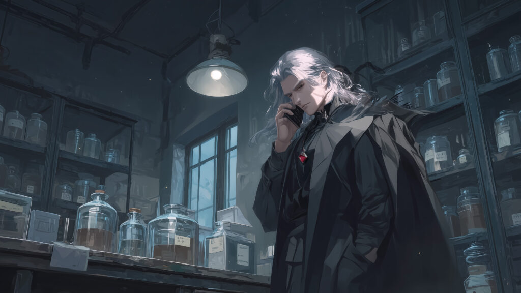 [Illustration 2: Kodama Takano answering the call]