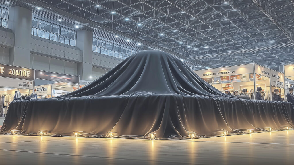 [Illustration 7: The rival booth sealed under black sheets]