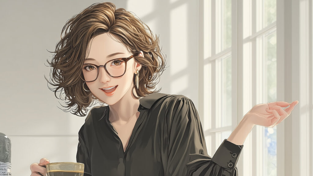 [Illustration 3: Yuko speaking with excitement]