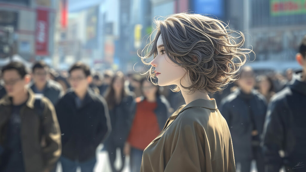 [Illustration 4: Naomi wandering the city streets]