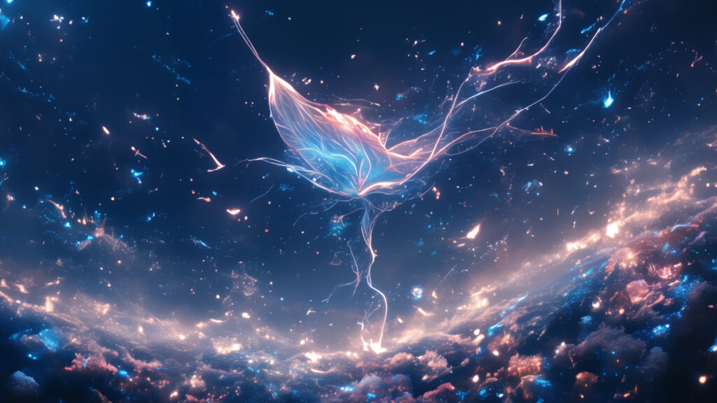 [Illustration 3: イメージ　様々な色合いの淡い光を包み込む“ひとえ”の薄膜]